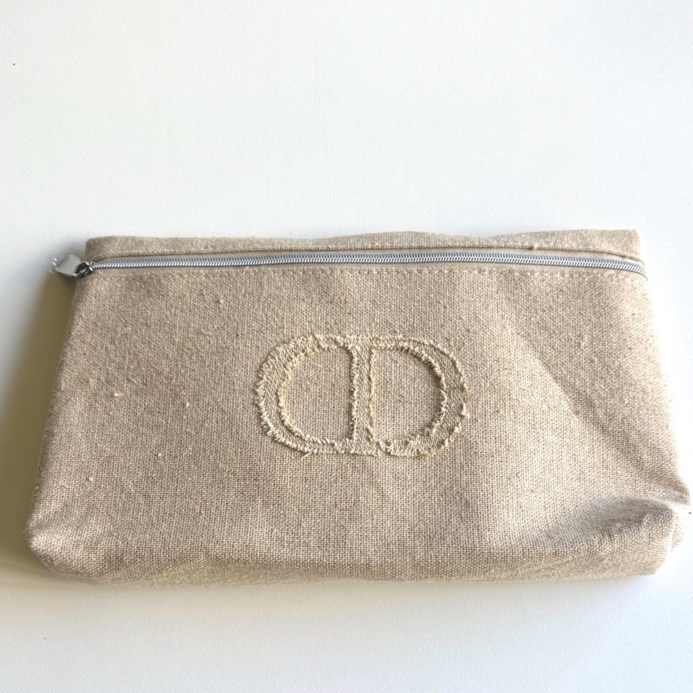 Beige Dior Canvas Clutch